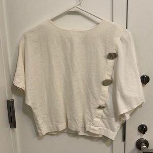 Crop White Linen Shirt